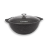 Asia Trade 4.5 liter dark marble non-stick kazan pot with glass lid and ergonomic side handles