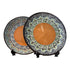 Asia Trade decorative ceramic plate with intricate black, blue, and green floral patterns and a terracotta center