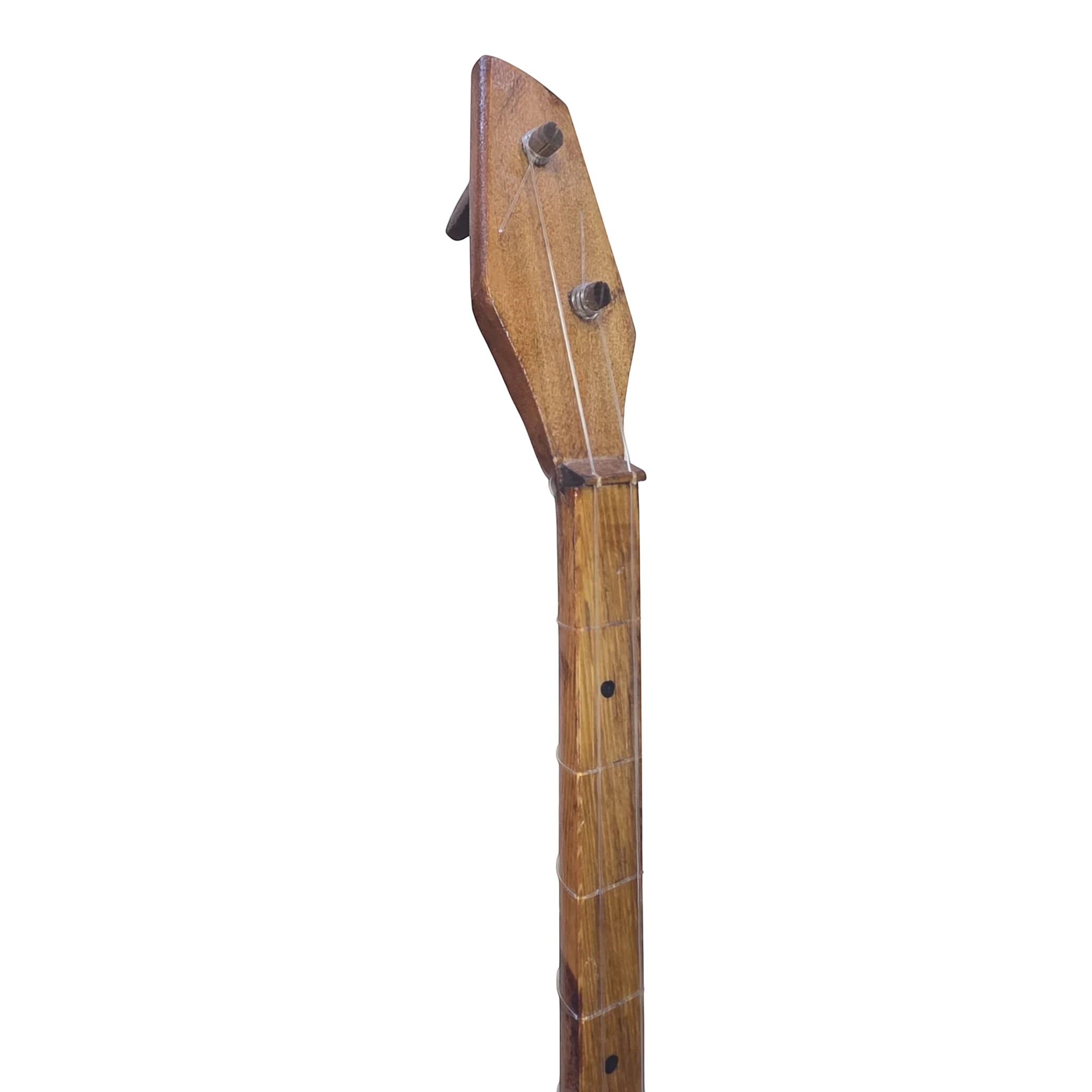 Asia Trade traditional Kazakh dombra string instrument neck and headstock made of polished light brown wood