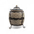 Asia Trade Exclusive insulated tandoor oven with decorative wrought iron frame and traditional ceramic patterns