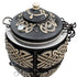 Asia Trade Exclusive insulated tandoor oven with black ceramic body, decorative patterns, and built-in thermometer.
