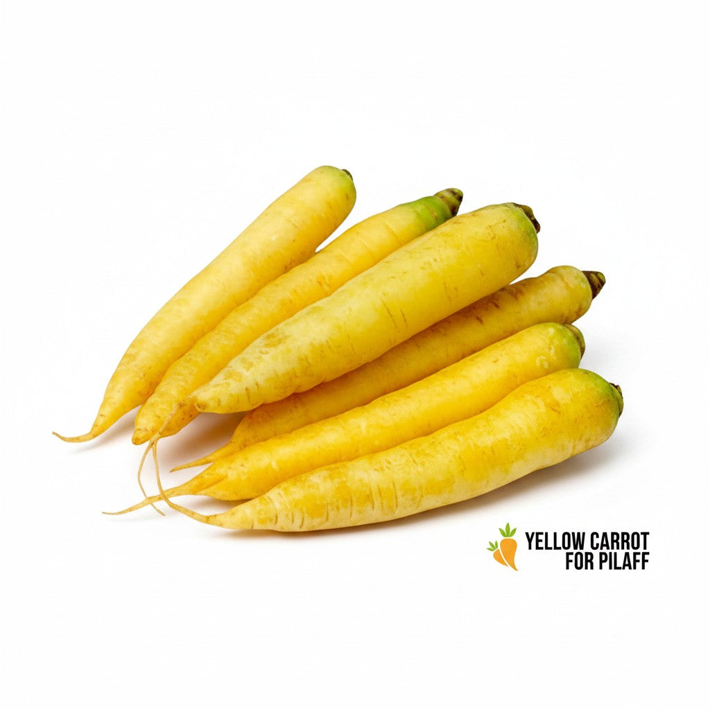 A cluster of fresh yellow carrots from Asia Trade, featuring smooth skin and vibrant color for culinary use.