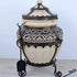 Asia Trade Greece 100L clay tandoor oven with intricate black and cream decorative patterns on a metal stand