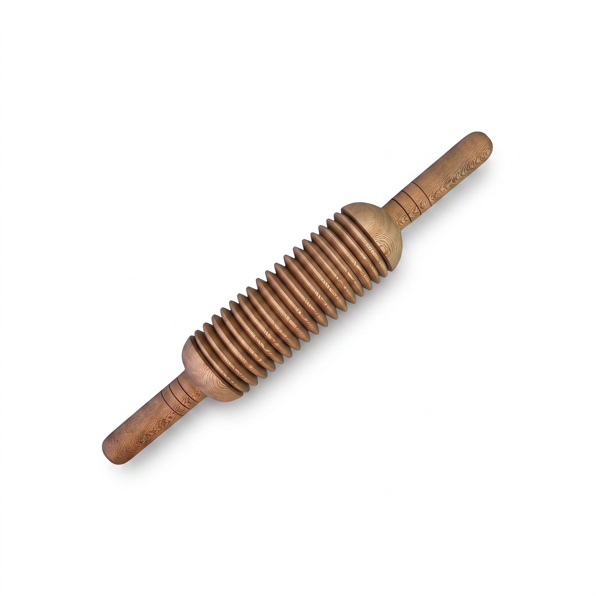Asia Trade traditional handmade wooden pasta rolling pin with a grooved design for precise dough texture