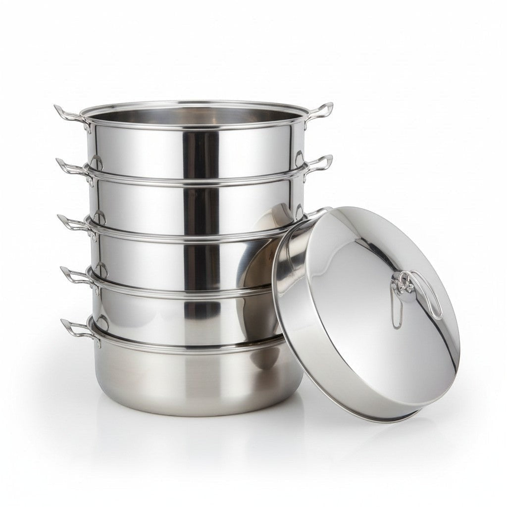 Asia Trade 52cm industrial stainless steel multi-tier steamer pot set with lid for commercial kitchen use