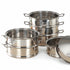 Asia Trade 48cm industrial stainless steel steamer pot set with multiple stackable tiers and lid