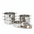 Asia Trade 52cm industrial stainless steel steamer pot set for dumplings with multiple stackable tiers and lid
