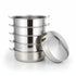 Asia Trade 48cm stainless steel industrial steamer pot with four stackable tiers and a matching lid