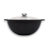 Asia Trade 4.5 liter Kazan pot in dark marble finish with a glass lid, featuring a durable non-stick coating.