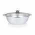 Asia Trade Kukmara 3-liter cast aluminum saute pan with glass lid, featuring a durable design for even heat cooking.