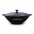 Asia Trade Kukmara 3.5L black cast iron wok with aluminum lid for induction and gas stovetops