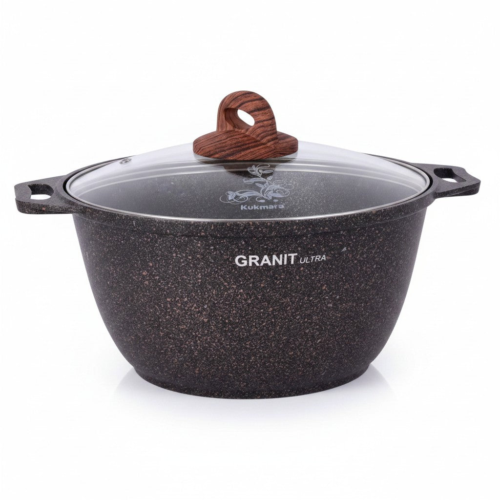 Asia Trade 4-liter Kukmara Granit Ultra cast aluminum pot with non-stick granite coating and glass lid