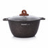Asia Trade Kukmara 2-liter Granit Ultra cast aluminum pot with non-stick coating and glass lid with wood-look knob