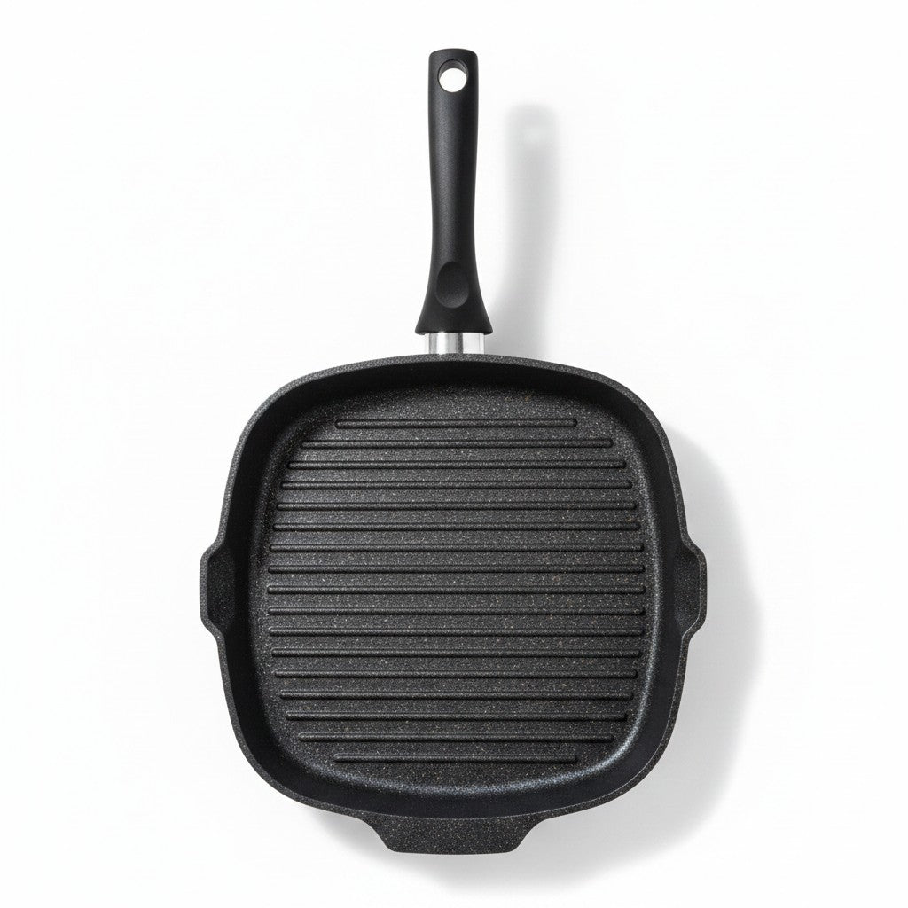 Asia Trade Kukmara 28x28cm square grill pan with non-stick granite coating and black handle