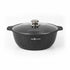 Asia Trade Kukmara 4-liter induction roaster pot in dark marble finish with a glass lid and cast aluminum body.