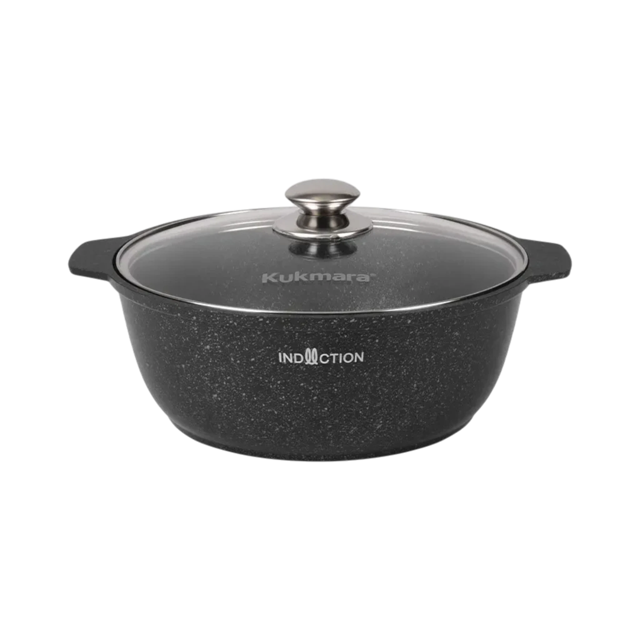 Asia Trade Kukmara 4L marble induction roaster pot with glass lid and non-stick cast aluminum body