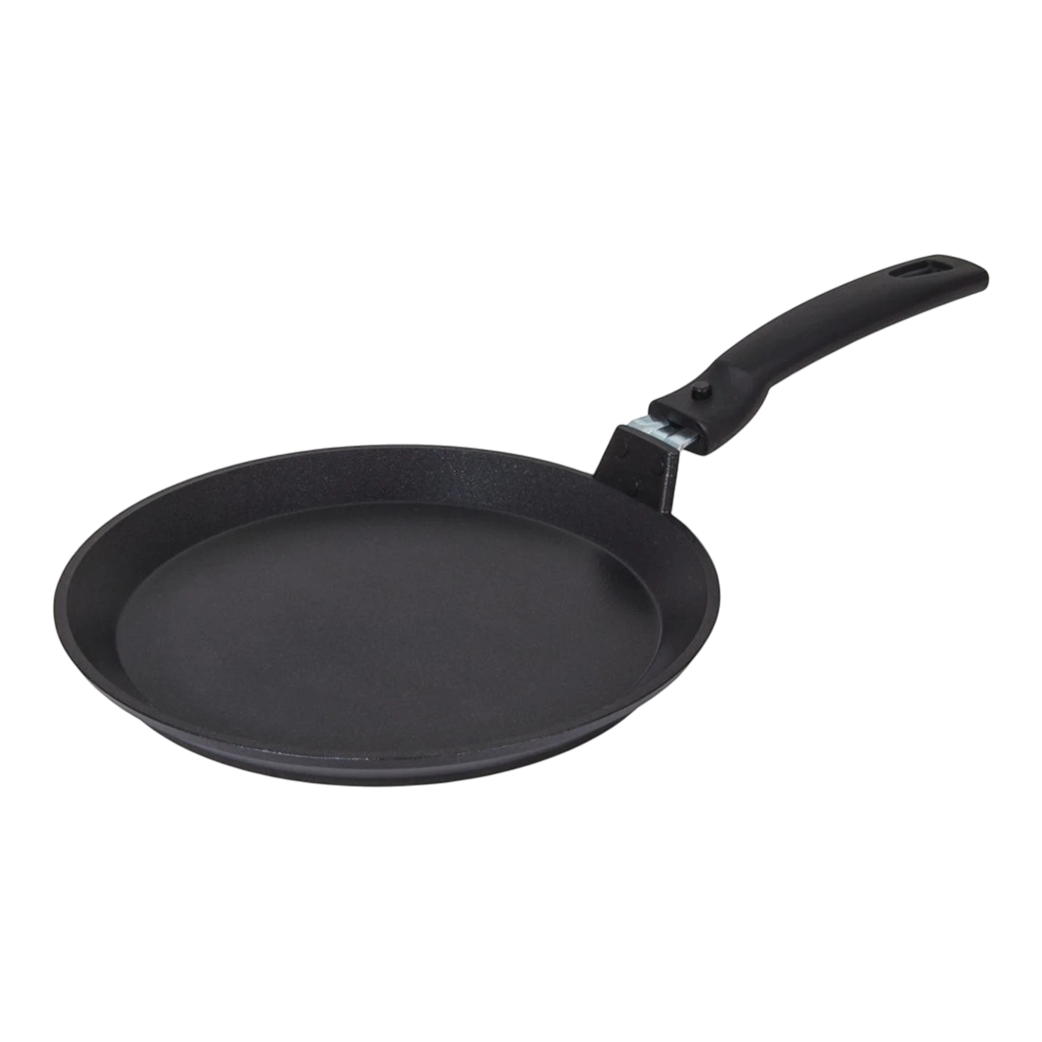 Asia Trade 25cm Kukmara non-stick pancake pan made of cast aluminum with a detachable black bakelite handle.
