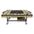 Asia Trade mosaic tile outdoor grill table with metal frame, wooden handles, and wheels for patio dining.