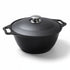 Asia Trade 2-liter non-stick cast aluminum cooking pot with lid in black, featuring a traditional design.