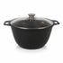 Asia Trade 2L non-stick cast aluminum cooking pot with glass lid and ergonomic side handles