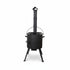 Asia Trade outdoor stove set with chimney, 12L cast iron kazan, and lid-pan for authentic open-fire camping cooking
