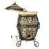 Asia Trade Prague 85-liter ceramic tandoor oven with ornate black and cream floral relief patterns and built-in thermometer