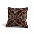 Asia Trade handmade decorative throw pillow in deep red velvet with intricate gold and blue floral damask pattern