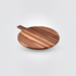 Asia Trade round acacia wood cutting board with an ergonomic handle and hanging hole for kitchen use