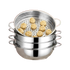 Asia Trade 28cm stainless steel multi-tier steamer pot for cooking manti dumplings on induction stovetops