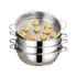 Asia Trade 30cm stainless steel multi-tier steamer pot with stacked trays for cooking manti dumplings