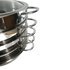 Asia Trade 30cm stainless steel multi-tier steamer pot for manti with glass lid, suitable for induction cooktops.