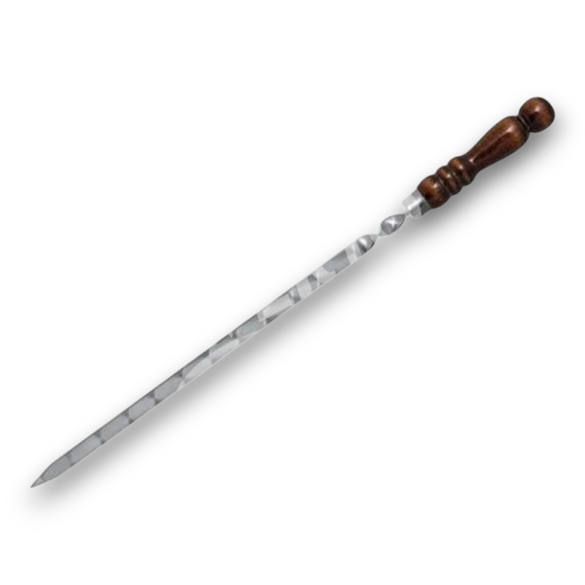 Asia Trade 60cm stainless steel barbecue skewer with a dark wooden handle for grilling meat