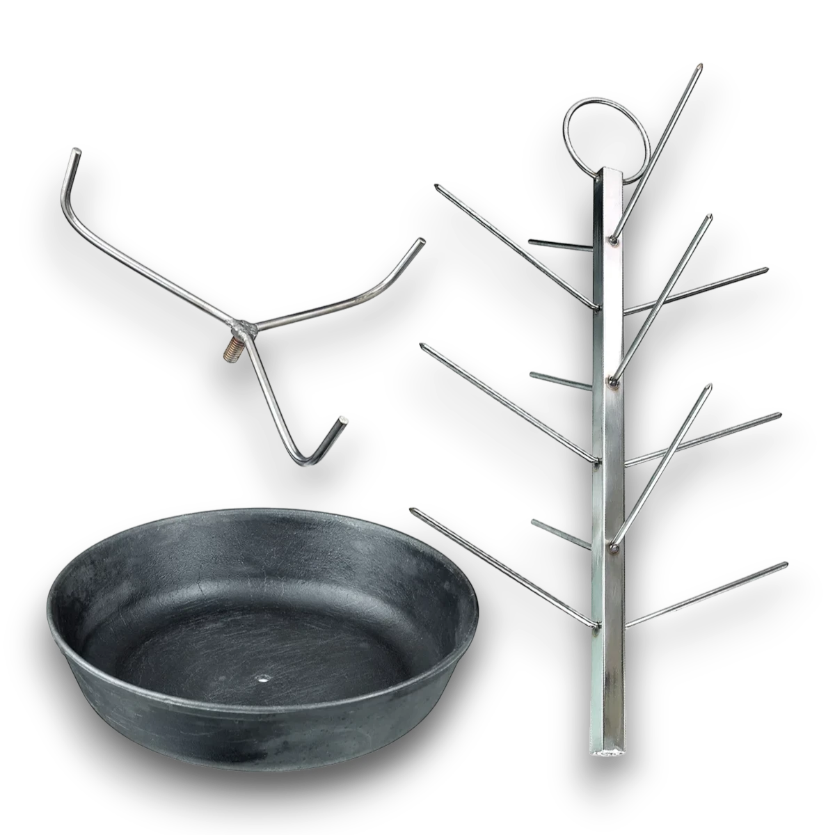 Asia Trade 29cm stainless steel tandoor skewer rack and cast iron drip pan for professional grilling