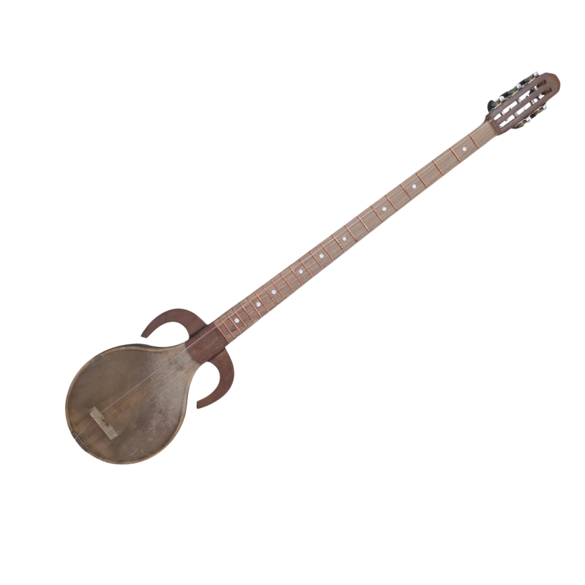 Asia Trade traditional Uzbek Rubab string instrument with a long wooden neck and rounded resonator body