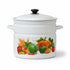 Asia Trade 10-liter white enamel pot with lid, featuring a colorful vegetable print including pumpkin and peppers.