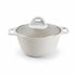 Asia Trade 2-liter white marble-effect cast aluminum pot with glass lid and non-stick mineral coating