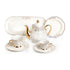 מערכת הגשה לקפה ותה 33 חלקים Daisy לבן וזהב New Bone China