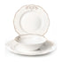 מערכת אוכל 18 חלקים Daisy לבן וזהב New Bone China, קטרים 28/22/18 ס"מ