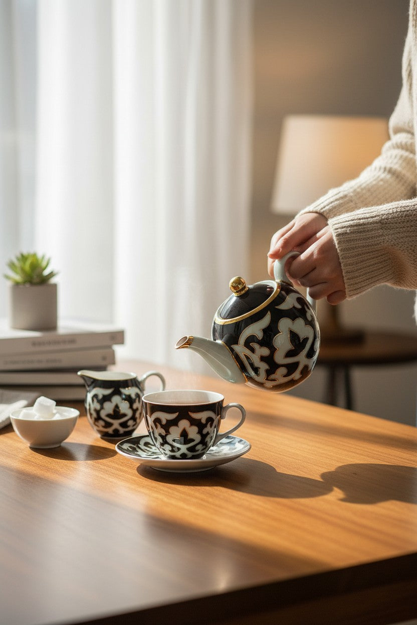 קומקום מעוטר 0.6 ליטר דגם Pachta gul - כחול