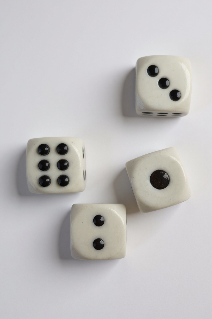 4 קוביות משחק - לבן