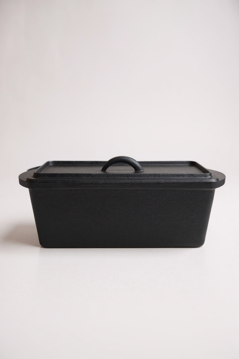 תבנית יציקת ברזל מלבנית לאפיית לחם 3.8 ליטר