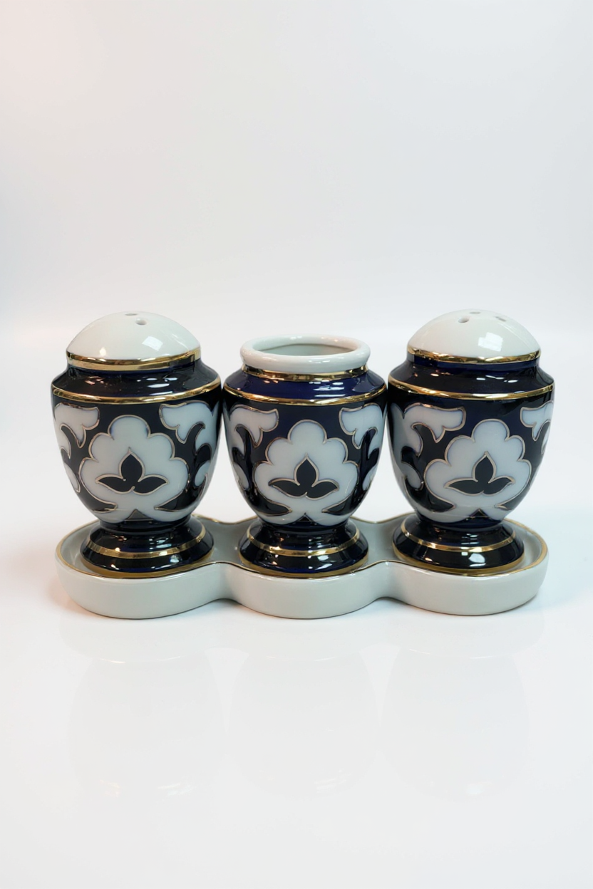 Традиционный набор для соли и перца с орнаментом Pachta Gul