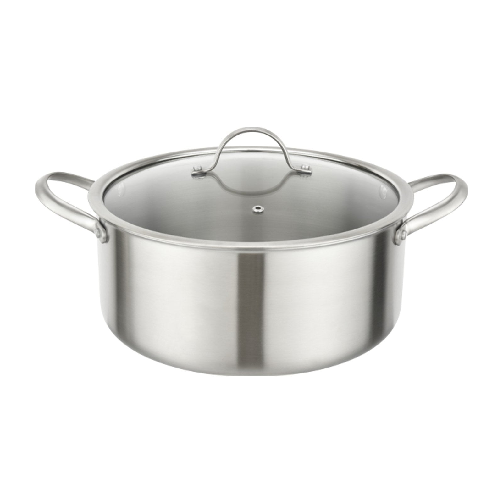 סיר נירוסטה 24 ס"מ ROSO Silver עם מכסה זכוכית