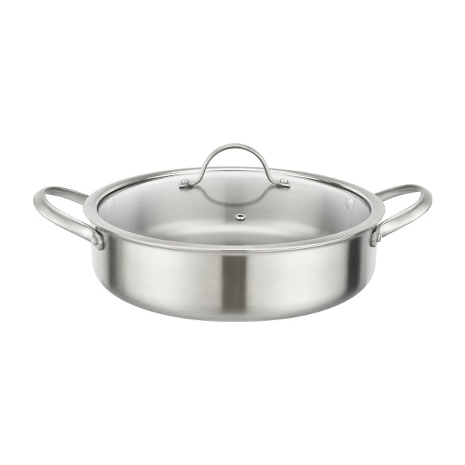 סוטאז' נירוסטה 28 ס"מ 3.7 ליטר עם מכסה זכוכית ROSO Silver