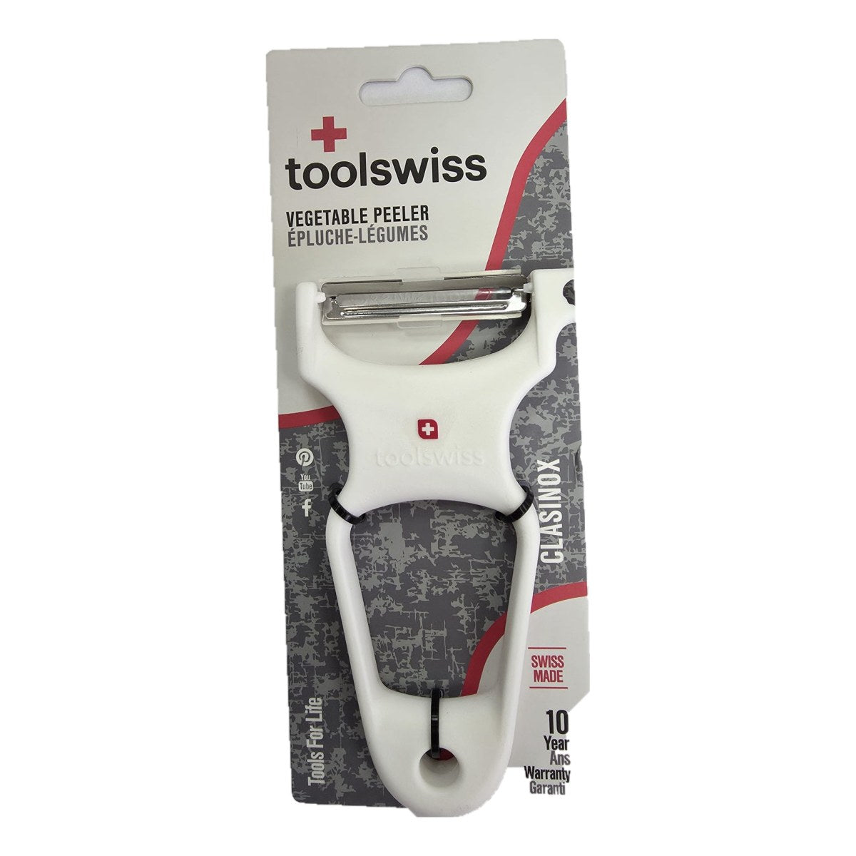 קולפן ירקות שוויצרי toolswiss Clasinox לבן באריזה