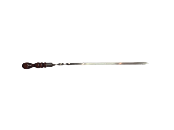 Шампур профессиональный с деревянной ручкой  58*1 см (нерж.сталь)
