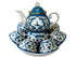 בגוון טורקיז מערכת תה מעוטרת בזהב ומפוארת דגם Pachta gul